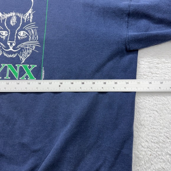 Vintage Hanes Roxboro Lynx Graphic Sweatshirt Navy Blue Mens XL Pullover 7004 - Picture 5 of 8